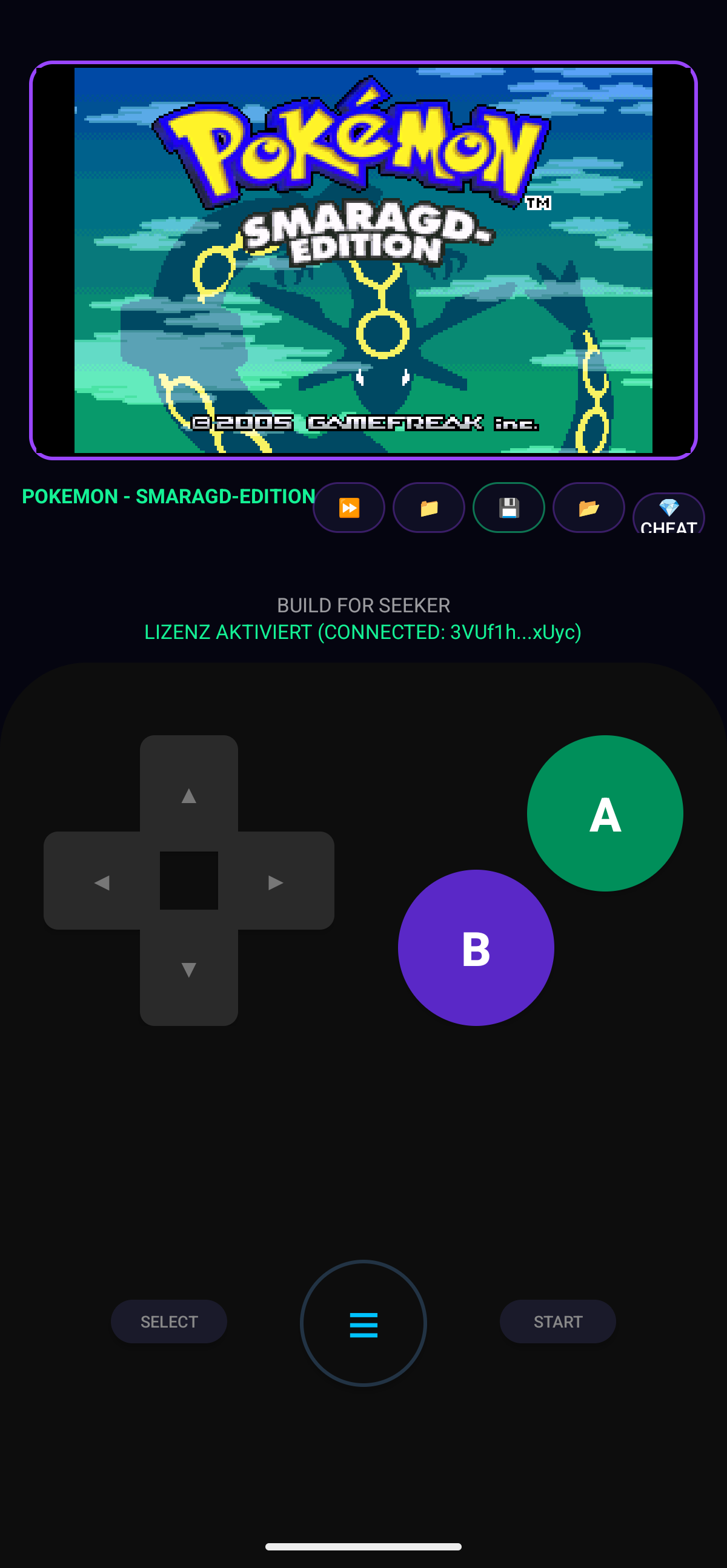 SKR GBA running Pokémon Smaragd-Edition